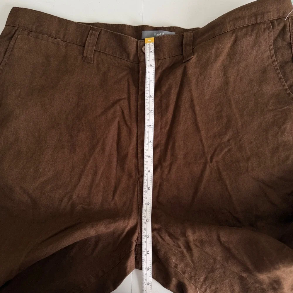 Apt 9 Mens Brown 100% Linen Flat Front Chino Shorts Size 40 NEW